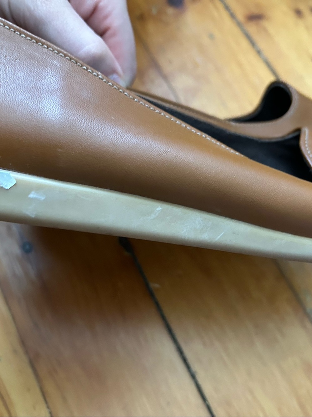 L.L.Bean Freeport Maine Brown Leather Skimmer Flats Women’s 8W Wide Slip-On vtg - Picture 2 of 6